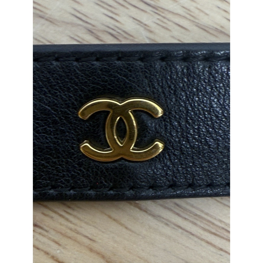 Authentic CHANEL Vintage 1996 Belt Leather Coco Mark/Black Belt Sz 65/26 CC Logo - Picture 12 of 16